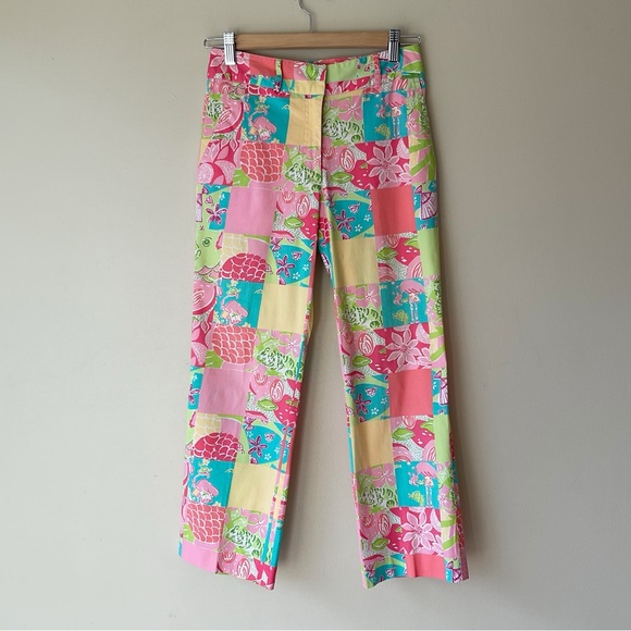 Lilly Pulitzer Vintage ‘90’s Patchwork Cropped Pants Size 0 - Picture 4 of 13